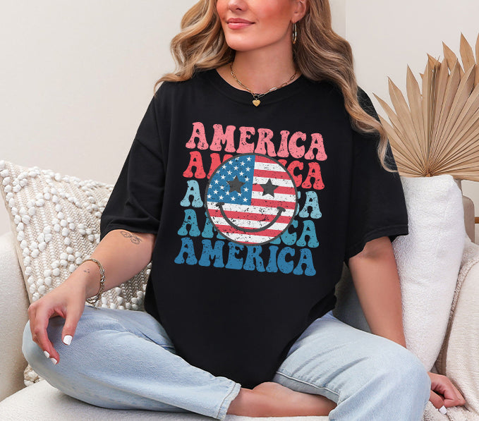 Smiley Face American Graphic Tee
