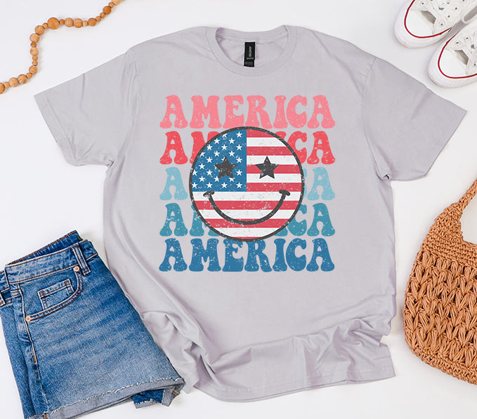 Smiley Face American Graphic Tee