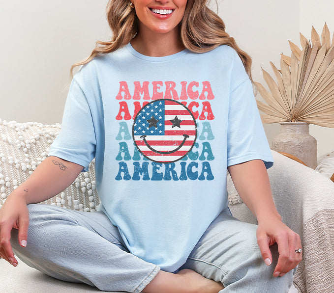 Smiley Face American Graphic Tee