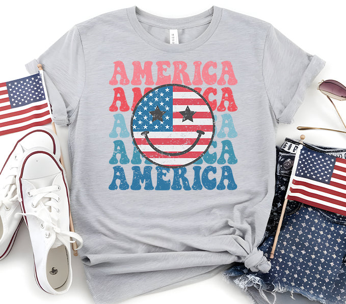 Smiley Face American Graphic Tee