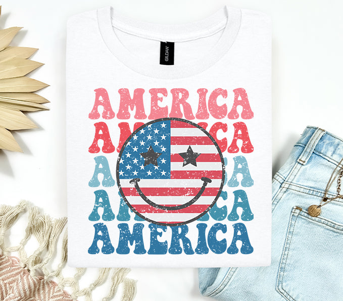 Smiley Face American Graphic Tee
