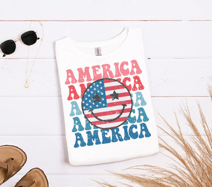 Smiley Face American Graphic Tee