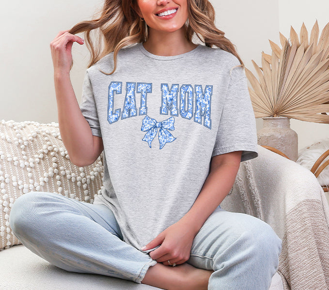 Coquette Style Cat Mom Graphic Tee