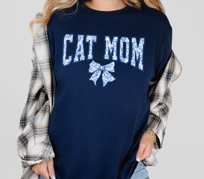 Coquette Style Cat Mom Graphic Tee