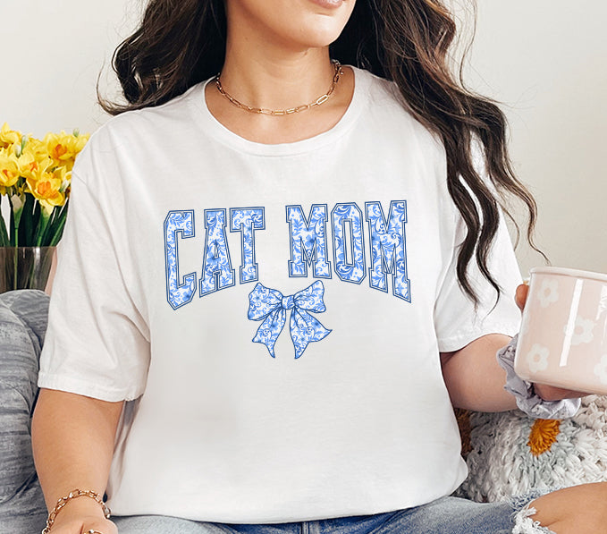 Coquette Style Cat Mom Graphic Tee
