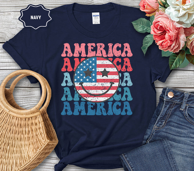 Smiley Face American Graphic Tee